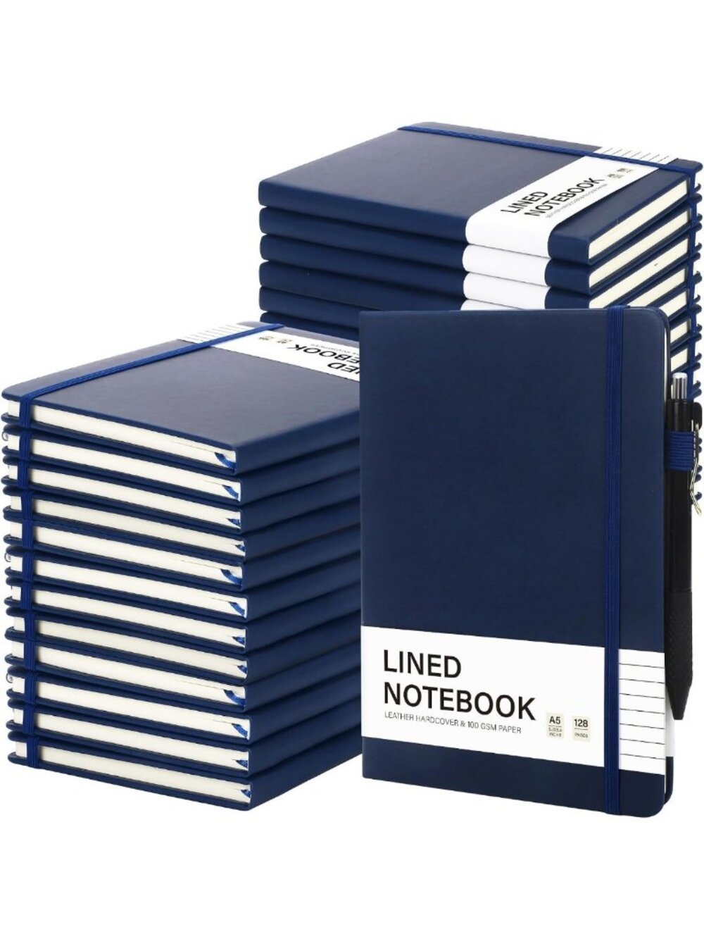 30 Set Lined A5 Notebooks with Pens, Hardcover PU Leather Notepad for School